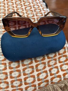 Brown Ombre Geometric Sunglasses